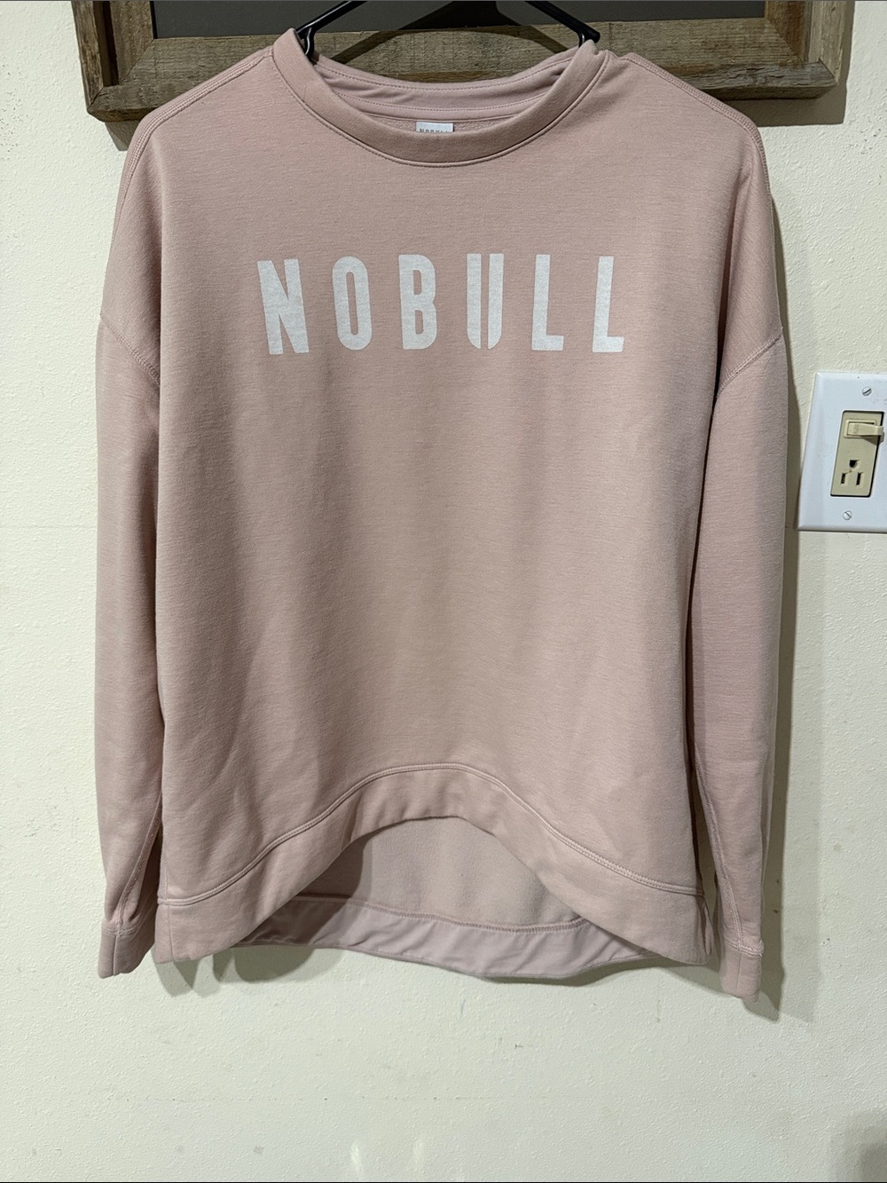 NOBULL Women's Crew Pullover Sweatshirt in Dusty Rose with White Logo